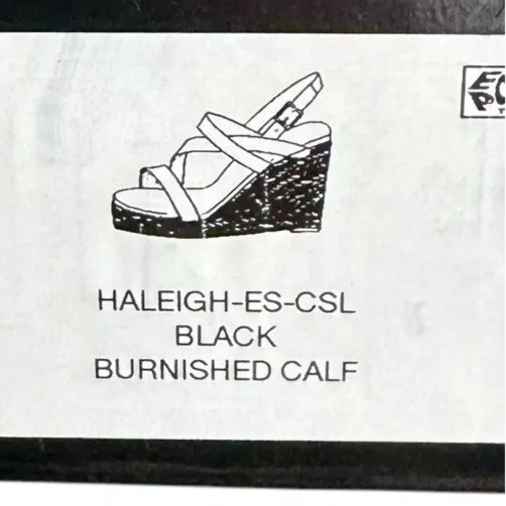 Lauren Ralph Lauren Haleigh Black Leather Platform Wedge Sandals Womens 11B NIB